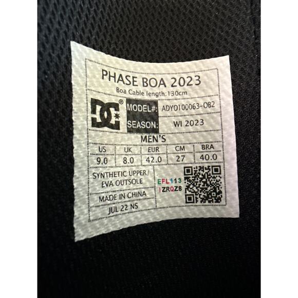 DC Phase Snowboard Boots BOA Mens 9, Women's 10.5 Olive Green Black - Picture 11 of 16